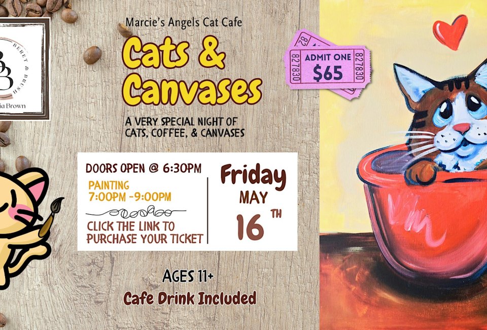 May Cats and Canvasses at Marcie's Angels Cat Cafe