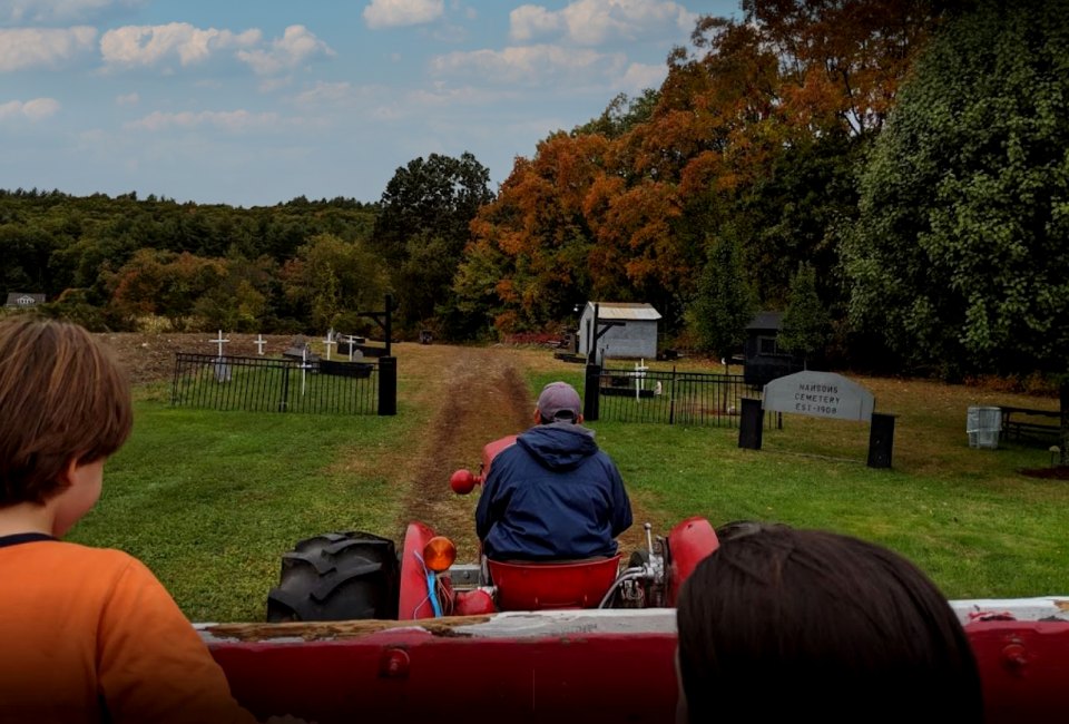 Just outside of Boston, brave families can get on haunted hayrides at Hanson's Farm every Friday and Saturday night in October. Photo courtesy of Hansonfarmframingham.com