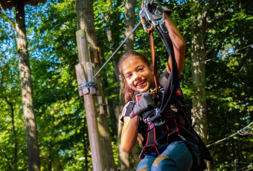 While big kids zip through the treetops, preschoolers can play in the Adventure Playground in Storrs. Photo courtesy of Adventure Park
