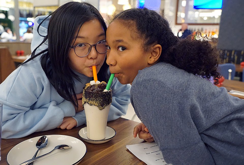 It’s hard to say no to doughnut-topped milkshakes at Around the Clock Diner at American Dream Mall.