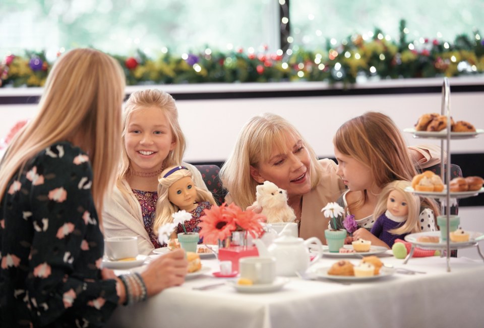 Enjoy a traditional holiday tea service at the American Girl store. Photo courtesy of American Girl