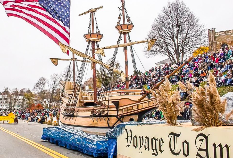 Pilgrims progress their way through Plymouth this November 2022! Photo courtesy by Denise Maccaferri, courtesy of America's Hometown Thanksgiving Celebration