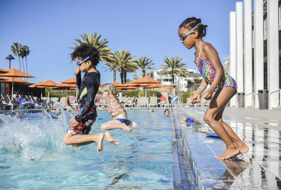 Dive in, the water is fine! So are the splash pad, beach playground, and cafe. Photo courtesy of the Annenberg Community Beach House