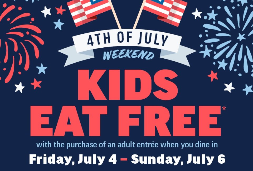 Kids Eat Free at Applebee’s on July 4th Weekend
