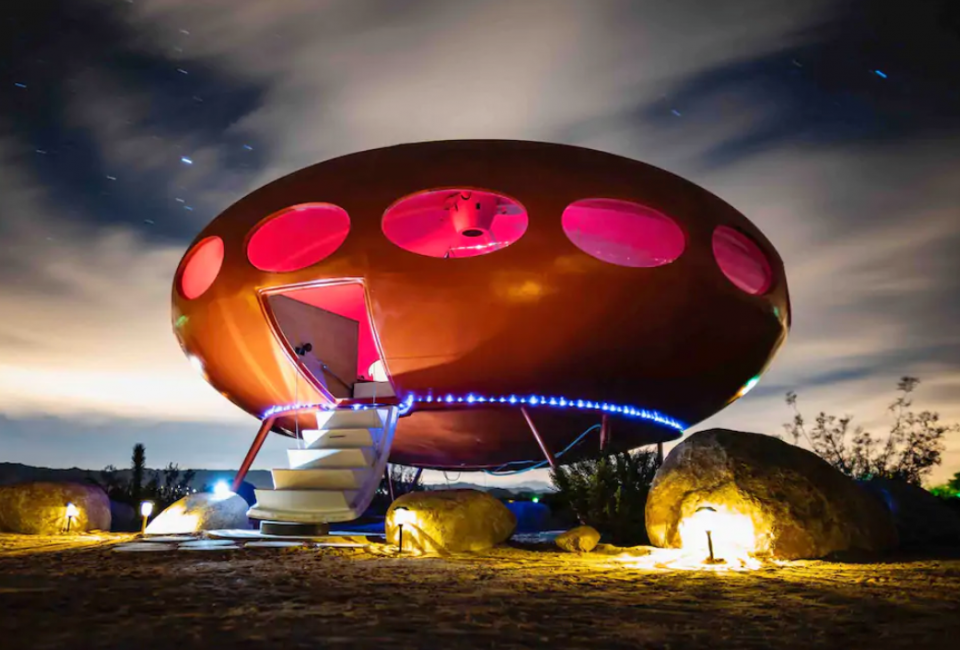 Sleep in a spaceship at the Area 55 Futuro House. Photo courtesy of Airbnb