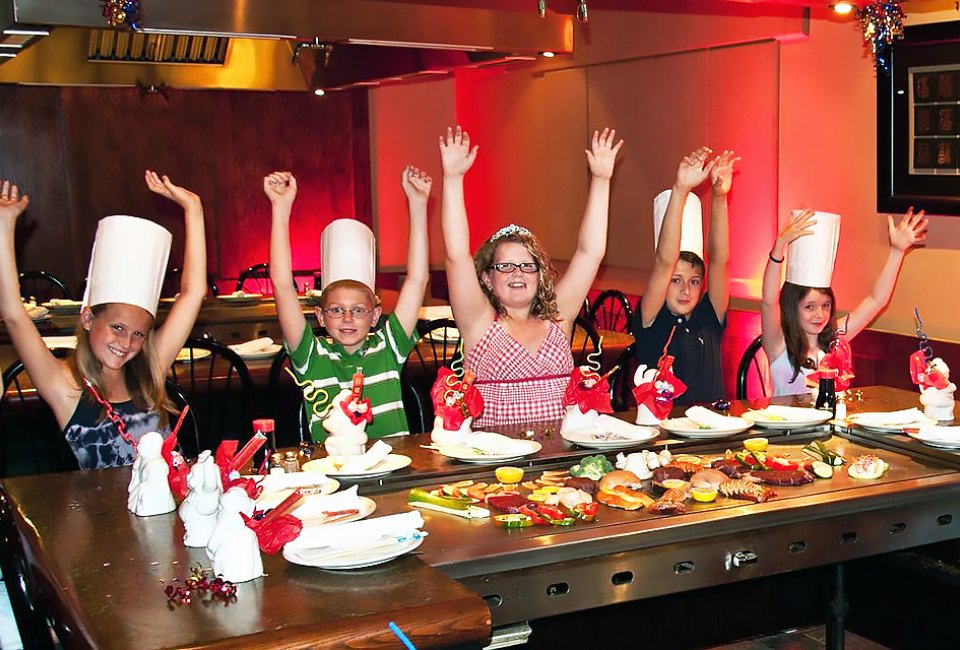 Kids eat free on Mondays and Tuesdays at Arirang Hibachi Steakhouse. 