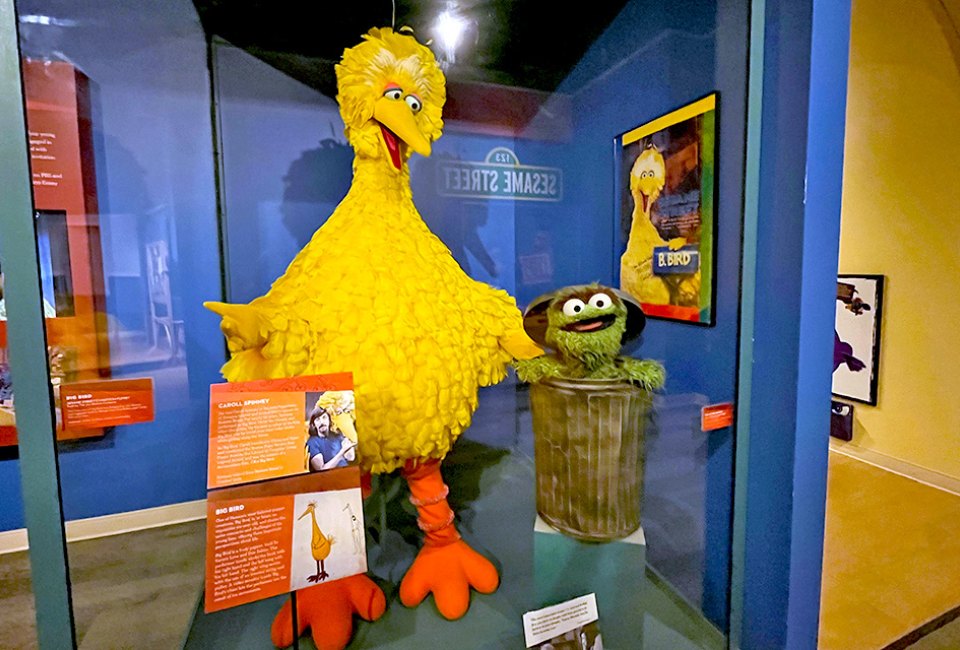 See Big Bird, Oscar the Grouch, Elmo, and other Sesame Street characters at the Center for Puppetry Arts. Photo by the author