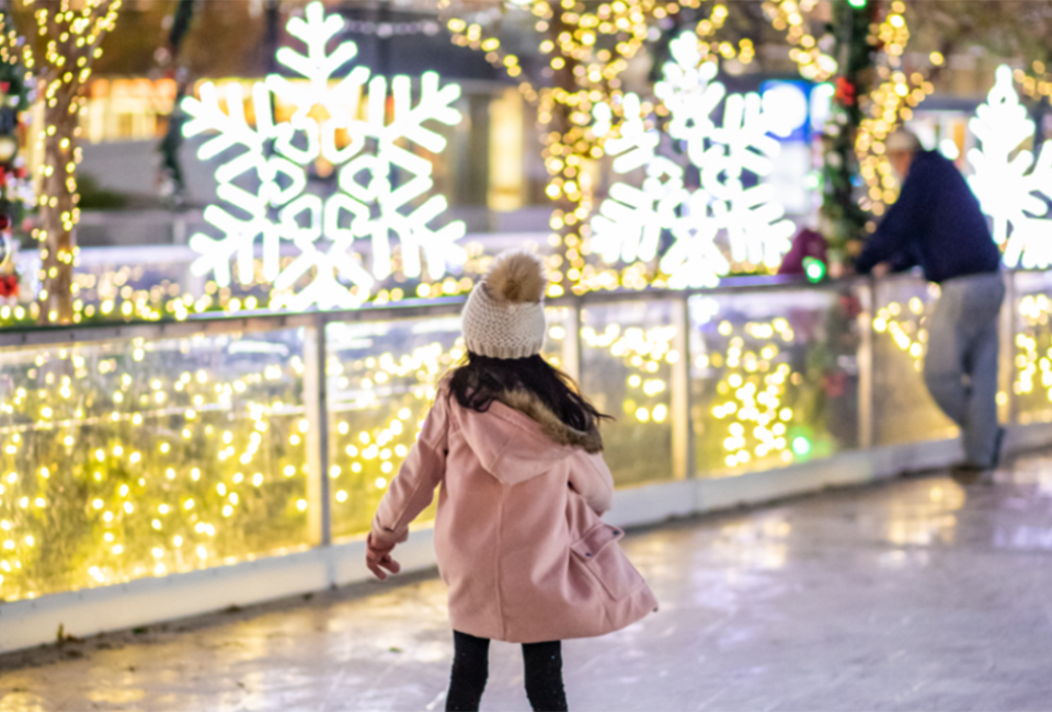 Ice skate among twinkling holiday lights at Skate the Station. Photo courtesy Atlantic Station