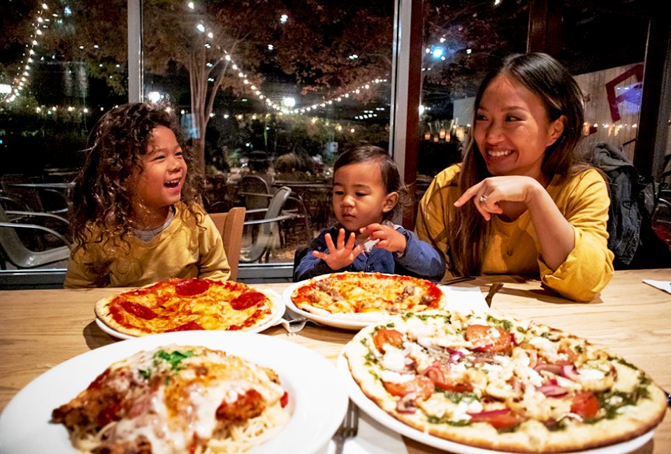 Kids eat free Monday-Thursday evenings from 5-6:30pm at Osteria 832 with a free Karma Club membership. Photo courtesy of Virginia Highland District