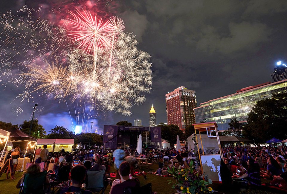 Fireworks light up the night sky at Look Up Atlanta. Photo courtesy of the event