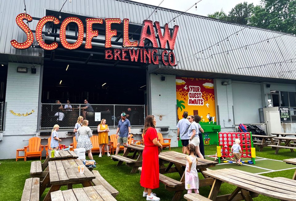 Kids will stay entertained, and parents can relax with a pint at Scofflaw Brewing. Photo by author