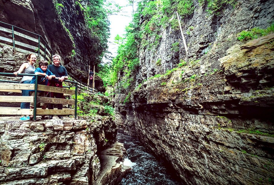 The Ausable Chasm has been described as the Grand Canyon of the Adirondacks and it's one of our top 100 things to do in New York State with kids. Photo by Anna Fader