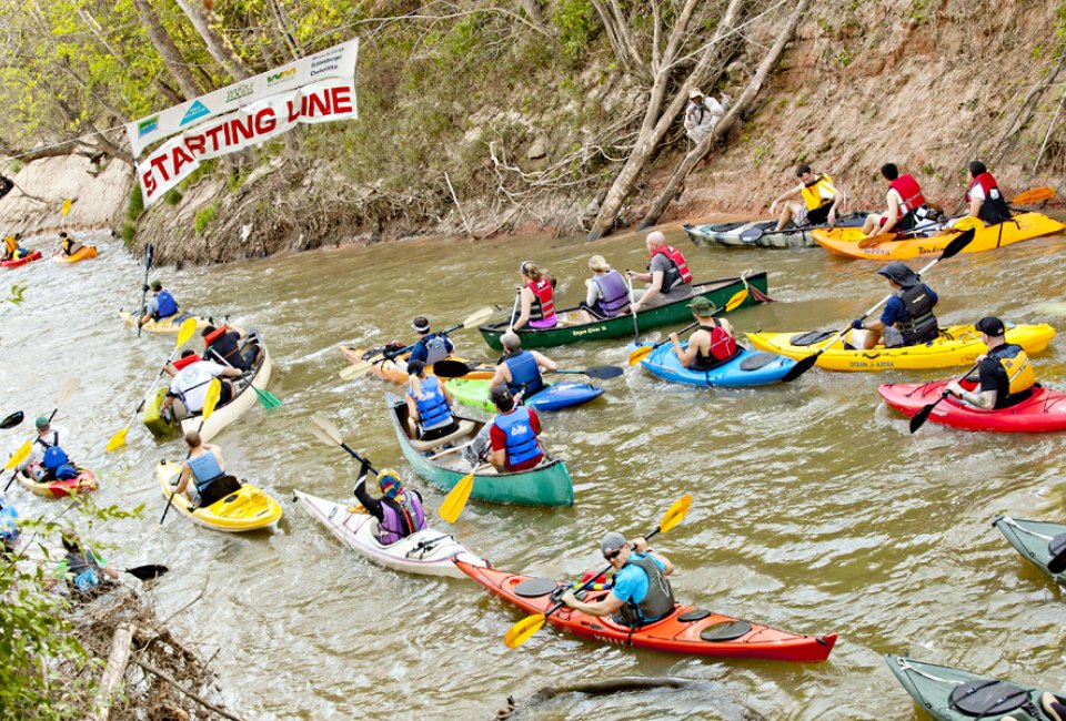 Cheer on canoers and kayakers during the annual Buffalo Bayou Partnership Regatta./Photo courtesy of Buffalo Bayou Partnership.