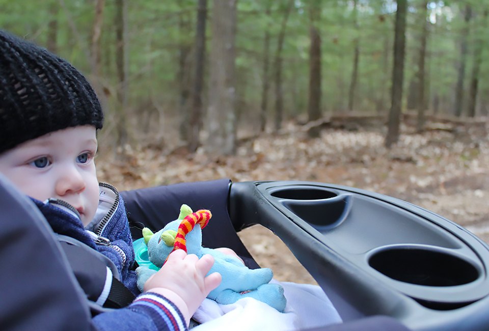 Winter, spring, summer, or fall, Belmont Lake State Park offers a delightful stroll with baby.