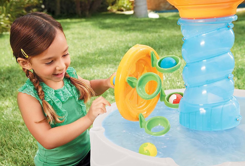 The Little Tikes Spiralin' Seas Waterpark Play Table brings hours of fun on a hot day. 