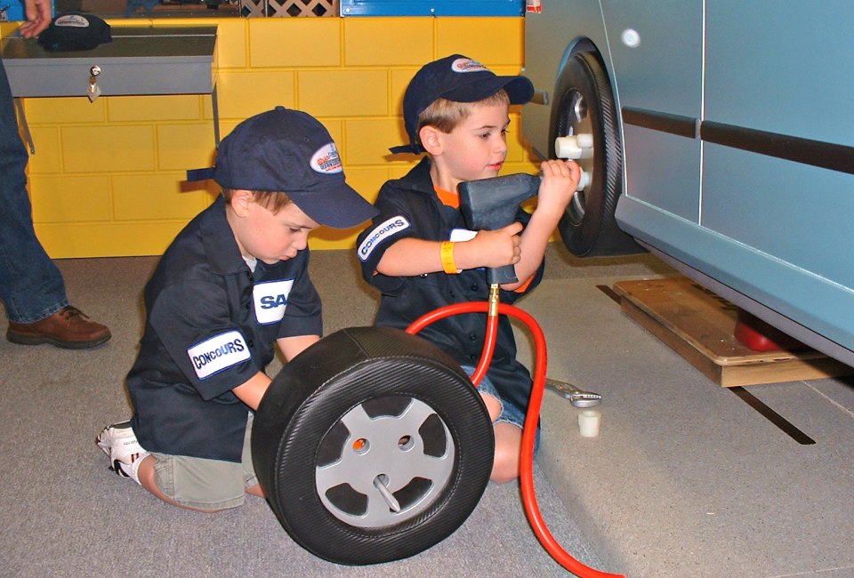 Need a tire changed? Practice at Betty Brinn Children's Museum. Photo courtesy of Visit Milwaukee