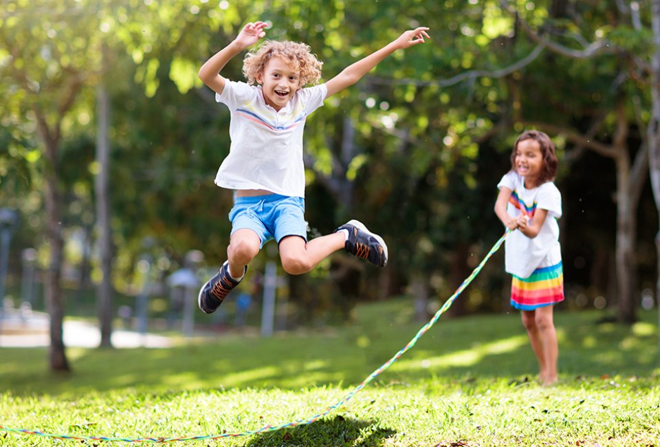 Jump rope solo, skip with siblings, or round up the whole gang for double dutch.