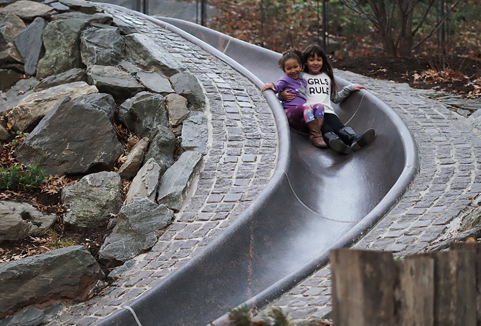The super-long slides are back and better than ever at Billy Johnson Playground in Central Park.
