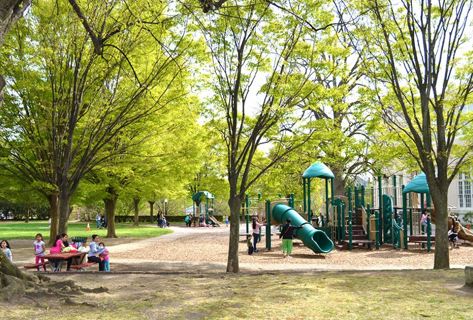 Kids will delight in Blumenfeld Family Park on Main Street all year round. Photo courtesy of the Town of North Hempstead