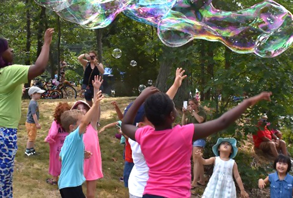 Bubbles are on tap at the 2019 Children's Summer Festival. Photo courtesy of the Boston Parks and Recreation Department