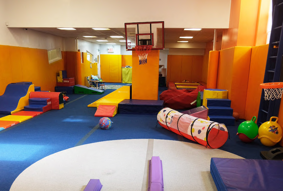 Kids have plenty of space to romp at Brooklearn, an innovative coworking spot in Brooklyn that offers drop-in childcare. 