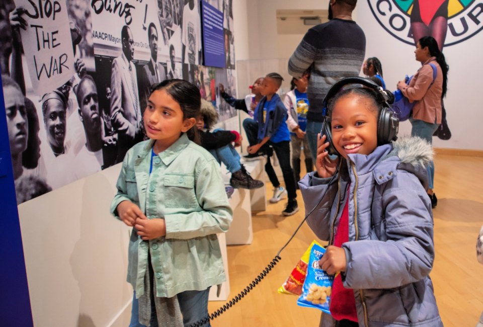 Kids check out the current exhibit at the CAAM. Photo by HRDWRKER