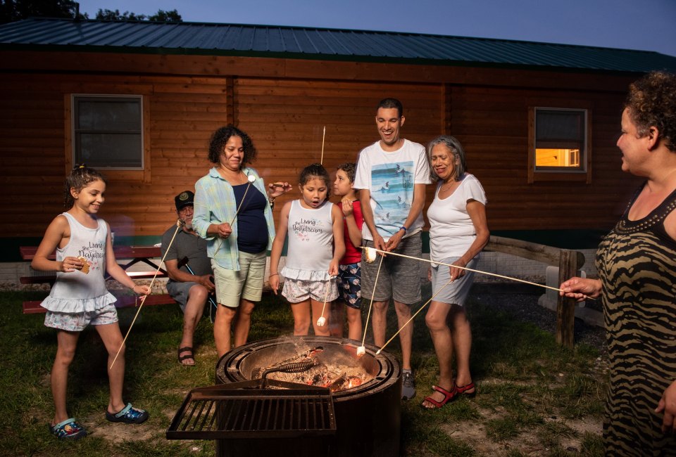 Enjoy a family fire at Cherry Hill Park campground in College Park. Photo courtesy of Cherry Hill Park. 