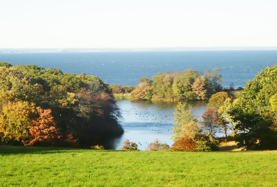 On a clear day, visitors to Caumsett State Park can glimpse across Long Island Sound to the Connecticut  coastline.