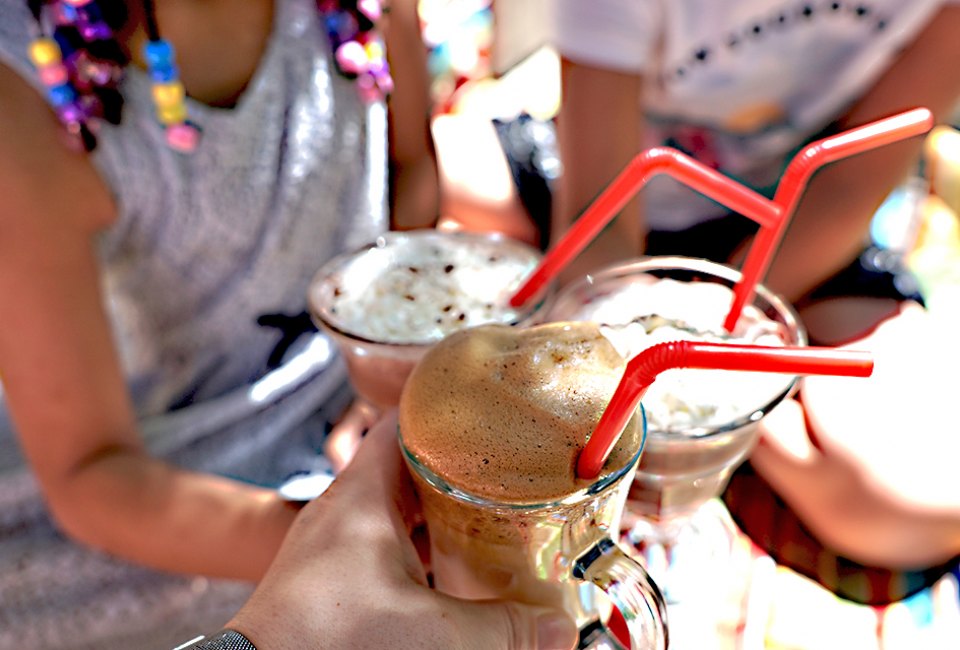 Three cheers for boozy whipped coffee (and frozen hot chocolate for them).