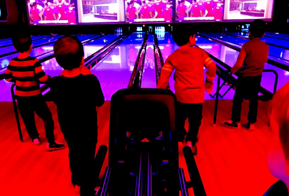 Kids enjoy a bowling birthday party at Bowlero Chelsea Piers. Photo courtesy of Bowlero