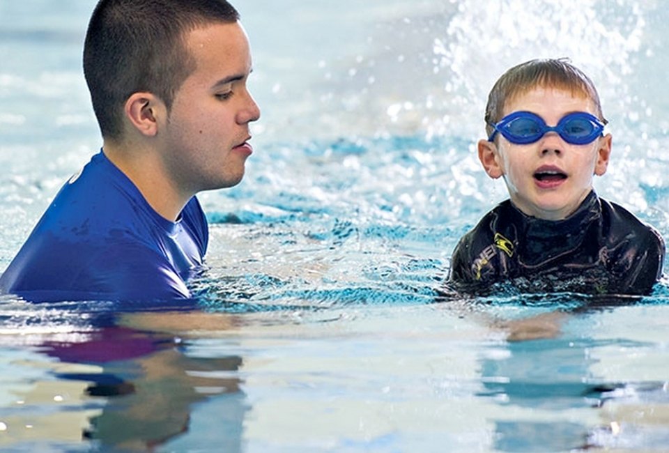 Swimming lessons get kids comfortable in the water from a young age! Photo courtesy of Chelsea Piers.