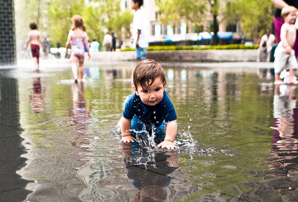 Take your little one for a splash in the Crown Fountain. Photo by Sandor Weisz