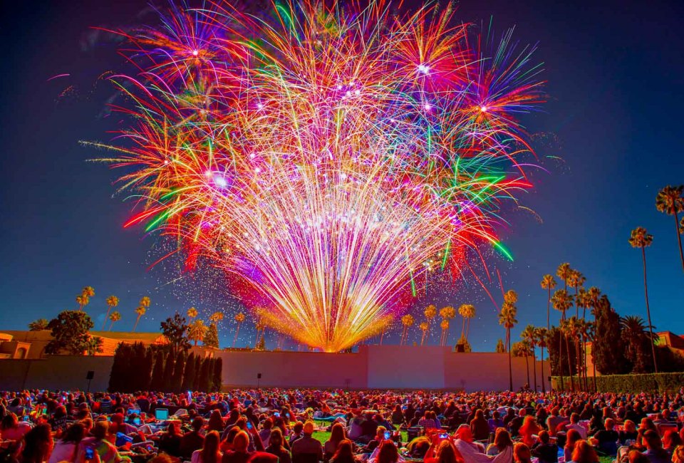 Revel in a movie and firework at the Hollywood Forever Cemetery. Photo courtesy of Cinespia