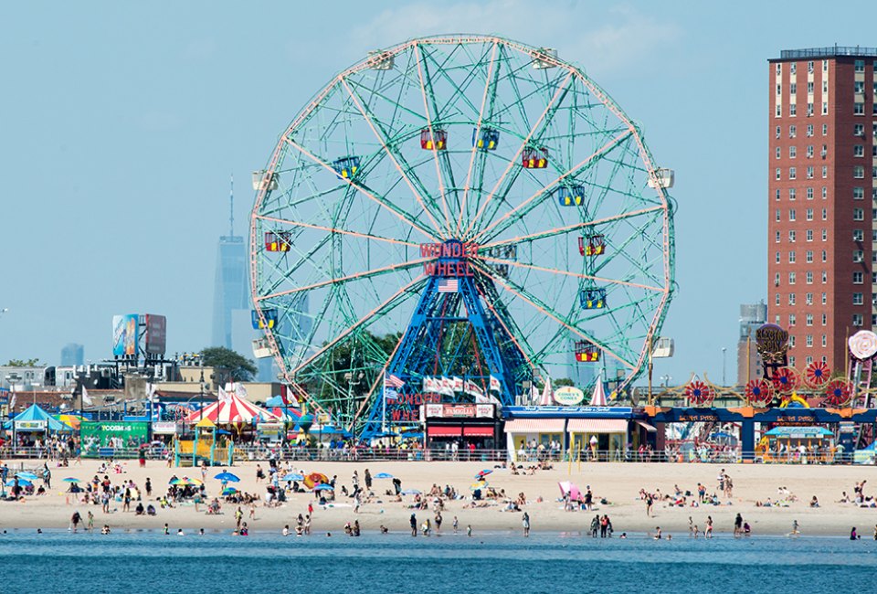 Coney Island's shores are easy to get to, and action packed from the rides to the waves. Photo courtesy of NYC Parks