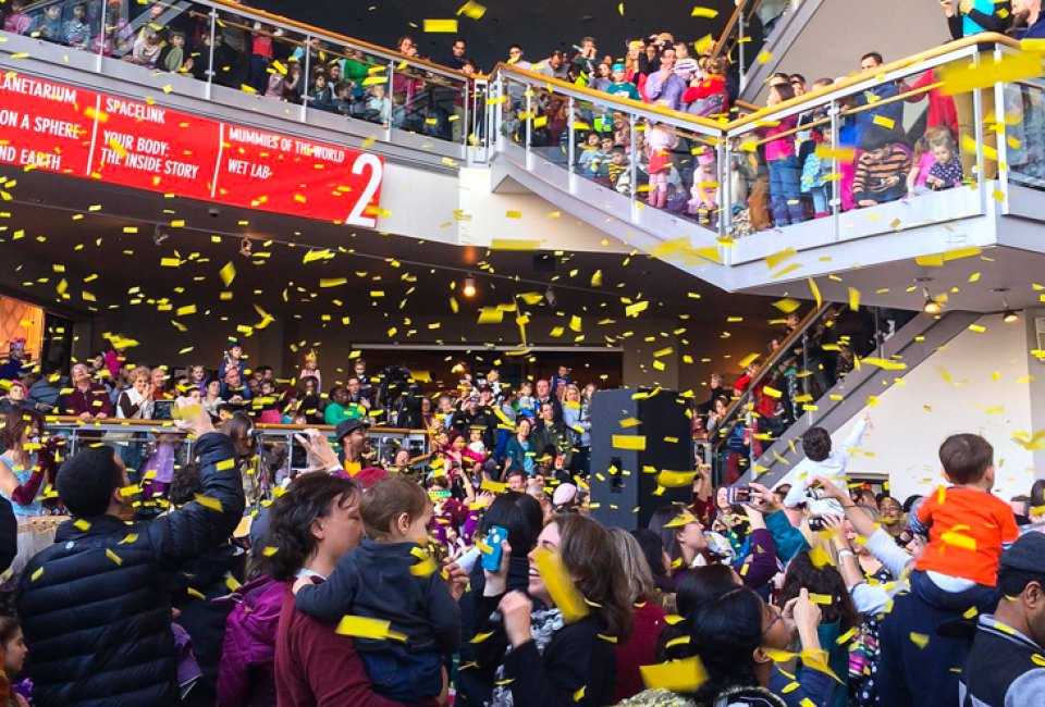 Enjoy a noontime ball drop and confetti at Midnight Noon. Photo courtesy of the Maryland Science Center