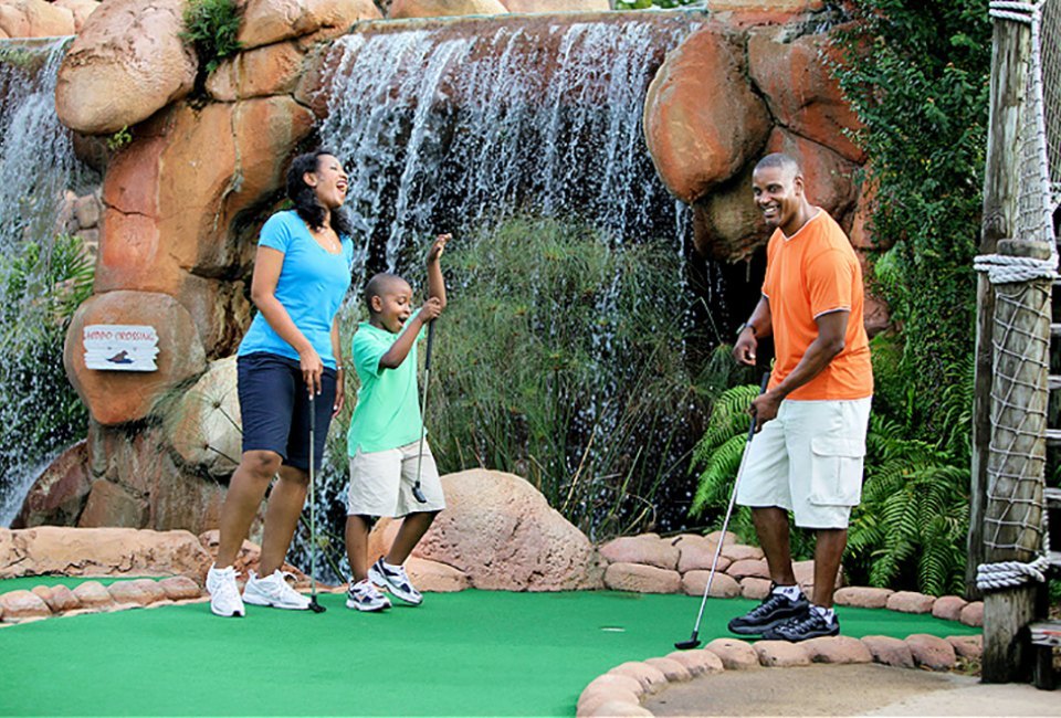 Putter around at Congo River Mini Golf...just watch the waterfall.