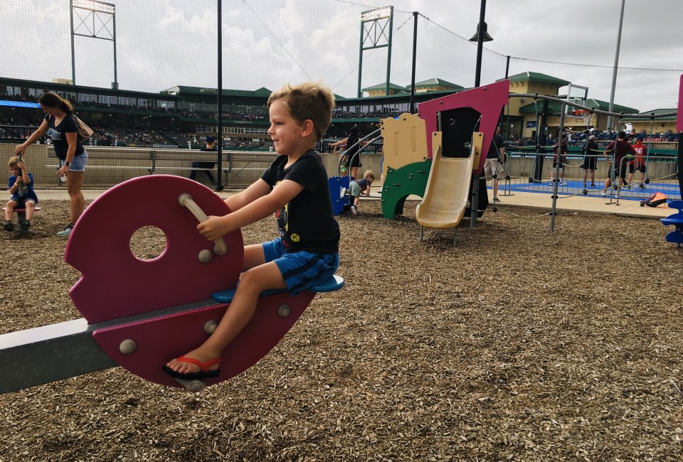 The Memorial Hermann Play Land is one of our favorite things about taking our kids to a Skeeters game at Constellation Field.