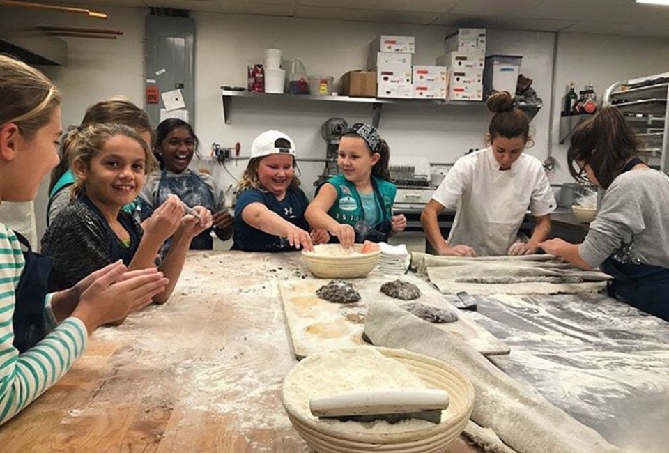 Kids can create homemade bread or pasta at the Flour Shoppe Bakery in Rockville Centre. 