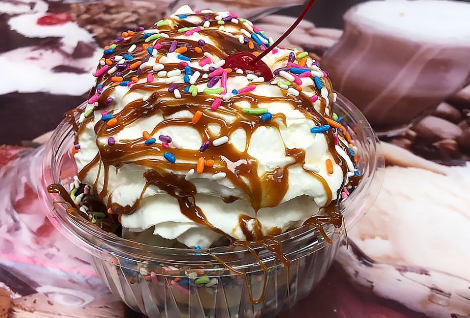 Kids (and grown-ups) can create an original waffle bowl sundae at Coyle's in Bay Shore or Islip.