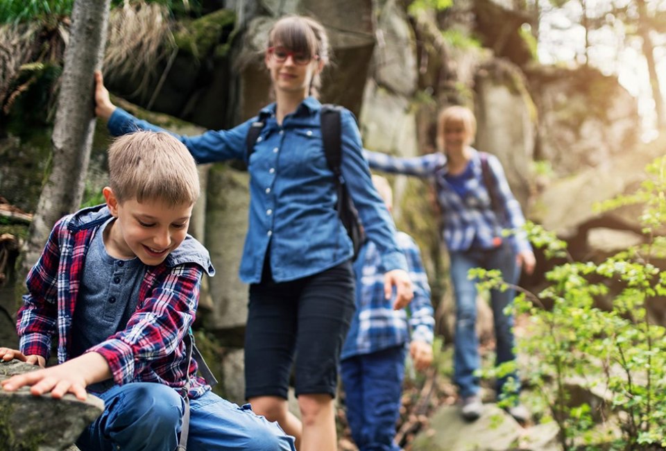 Family hiking at Crystal Springs Resort in NJ