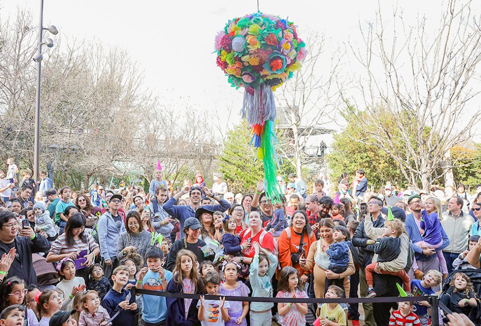 Come to the Rory Meyers Children's Adventure Garden at the Dallas Arboretum for a Noon Year's Eve ball drop, bubble dance party, and winter STEM activities. Photo courtesy of the arboretum