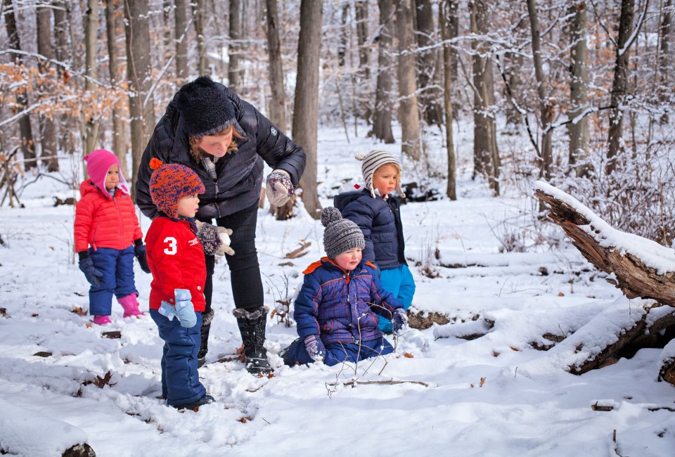 Kids learn how animals and plants adapt to the cold at the Darien Nature Center's Winter Walk. Photo by Julia Arstorp Photography