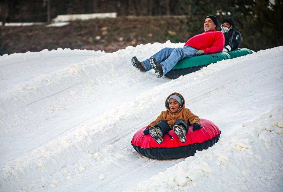 Glide down Massanutten Resort's 16 snow tubing lanes. Photo courtesy of Massanutten Resort