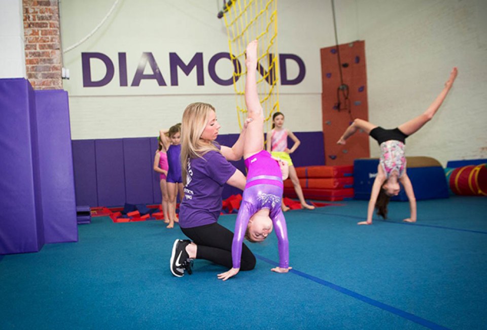 Diamond Gymnastics in Hoboken trains kids from 15 months old through high school.