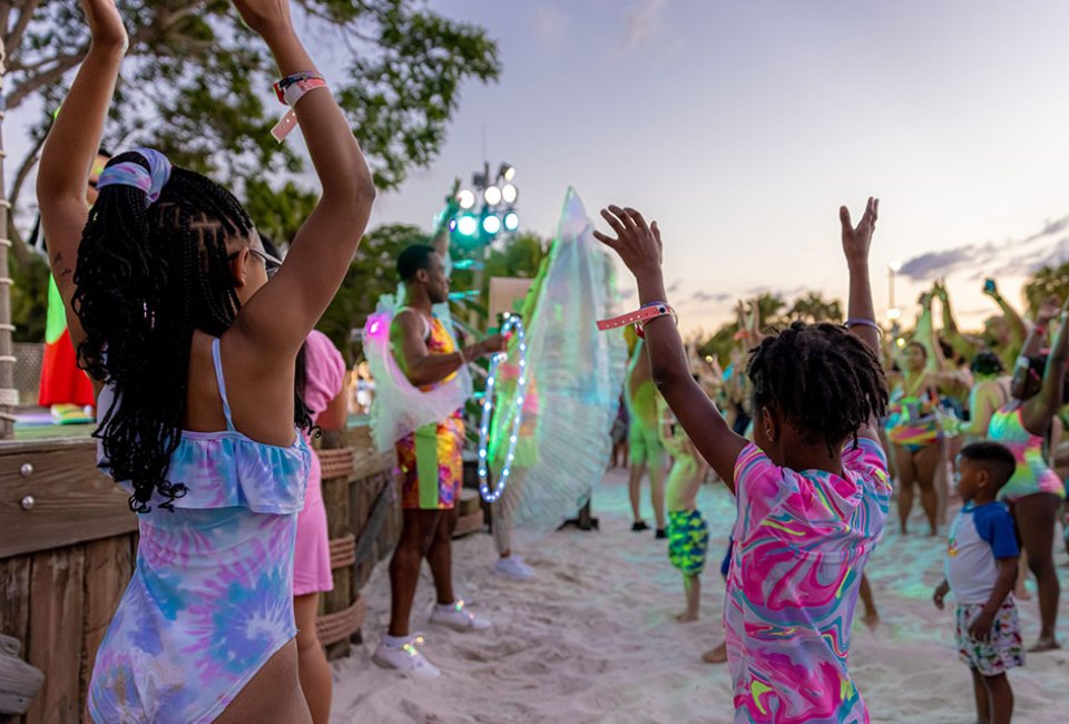 Visit Disney's Typhoon Lagoon for an after-hours glow party with illuminated rides, quicker wait times, and a dance party. Photo by Courtney Kiefer/Courtesy WDW