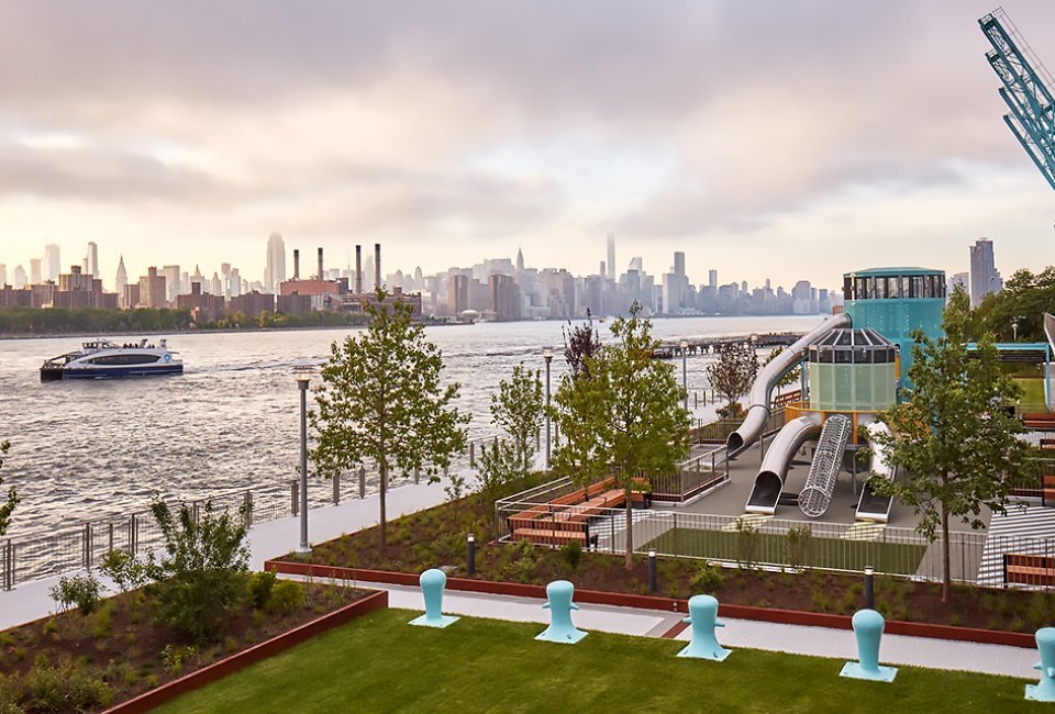Domino Park is a stunning backdrop for a photo