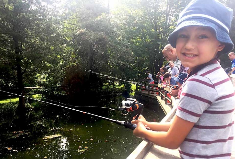 Drop a line in the pond at the Cold Spring Harbor Fish Hatchery. 