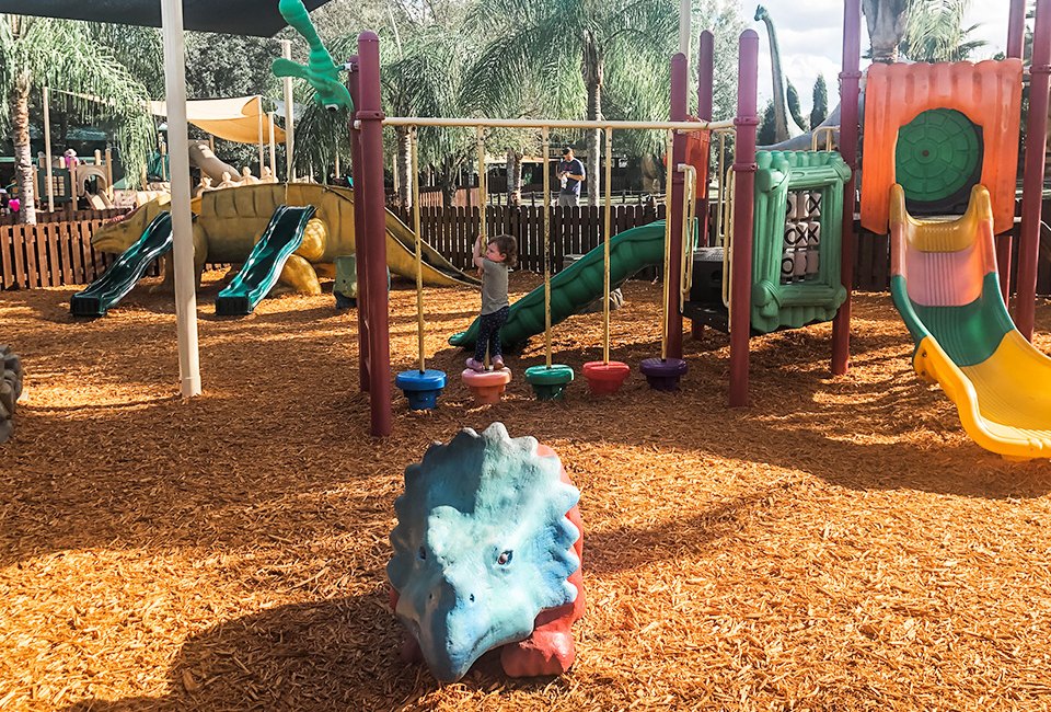 Toddlers and young kids can let loose with their prehistoric friends at Dinosaur World's cute playground. Photo by Charlotte Blanton