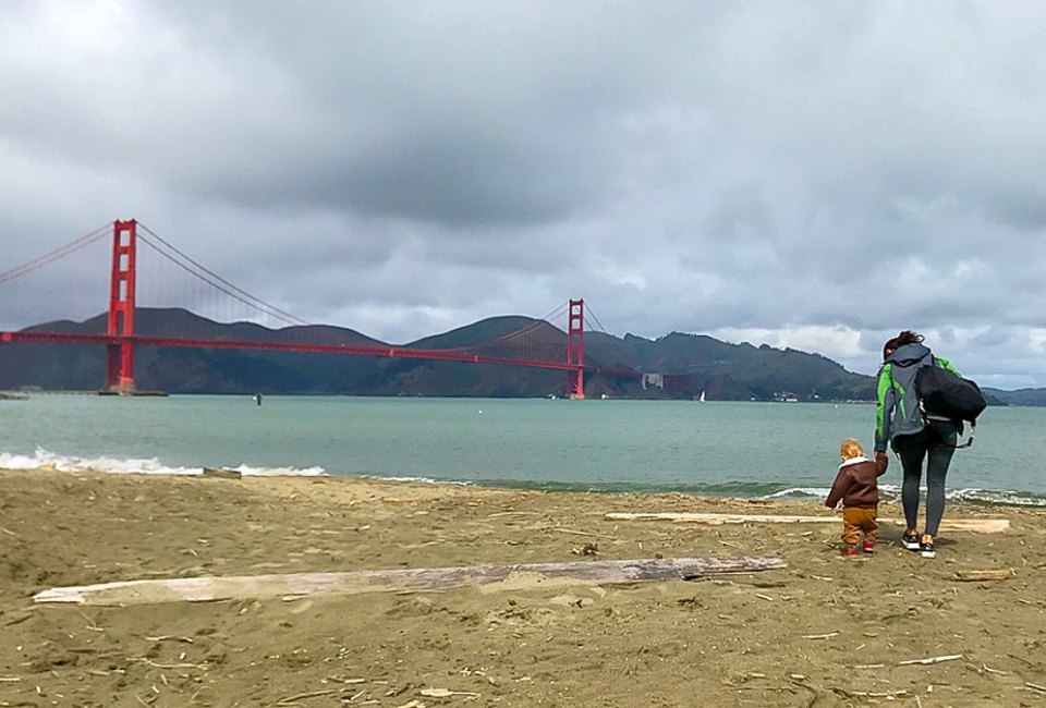 Take baby to the beach to admire San Francisco's most iconic landmark. Crissy Beach photo by Nicole Findlay for Mommy Poppins