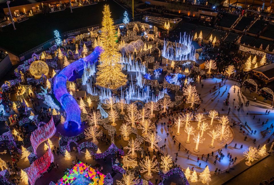 Enchant Christmas: Reindeer Games transforms Nationals Park into a sparkling winter wonderland. Photo courtesy of Enchant DC